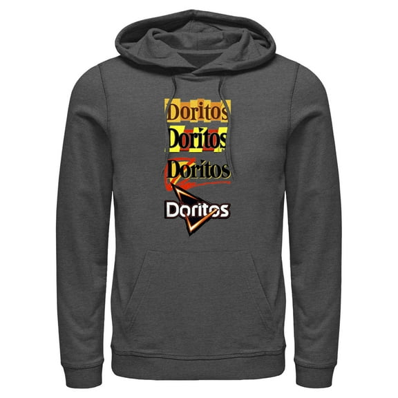 Men's Doritos Logo Evolution  Pull Over Hoodie Charcoal Heather 3X Large