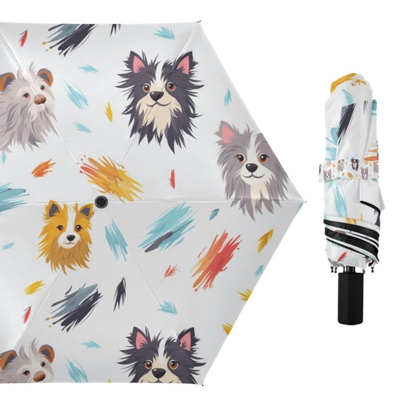 Various Color Dogs Compact Sun Umbrella Windproof Travel Umbrellas for Rain Strong Portable UV Protection