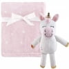 Hudson Baby Infant Girl Plush Blanket with Toy, Pink Unicorn Toy, One Size
