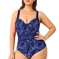 thumbnail image 1 of Aayomet Maillot de Bain Femmes Taille Coloré Fleur Aléatoire Ondulé Léopard Impression Conservatrice Ressort Chaud Réglable Backstrap (Bleu, XXXL), 1 of 5