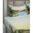 thumbnail image 4 of Ambesonne Reptile Fitted & Top Sheet Set with Shams, Palms Crocodiles Humor, Green Blue, 4 of 5