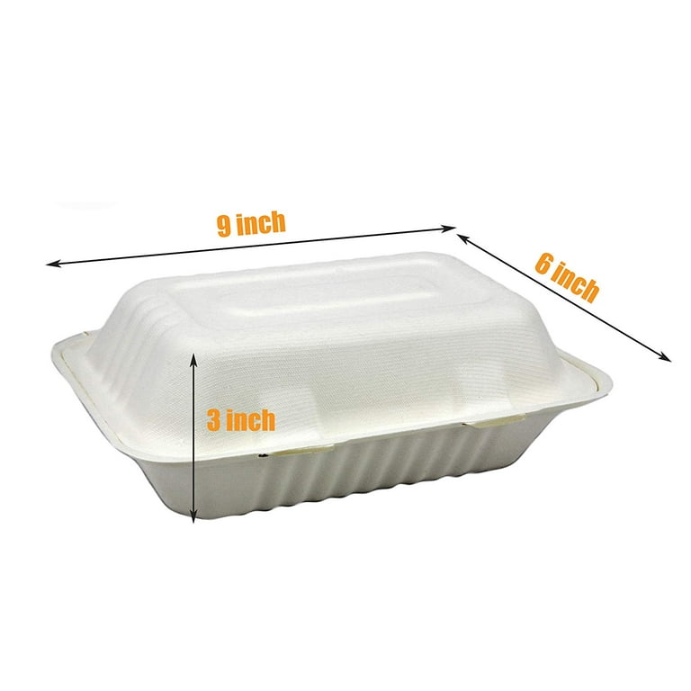 100% Compostable Disposable Food Containers with Lids [9”X6” 500 Pack] —  Earth's Natural Alternative®