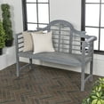thumbnail image 6 of Lutyens 51.2" 3-Seat Arched 600-Lbs Support Acacia Wood Outdoor Garden Patio Bench, Gray, 6 of 8