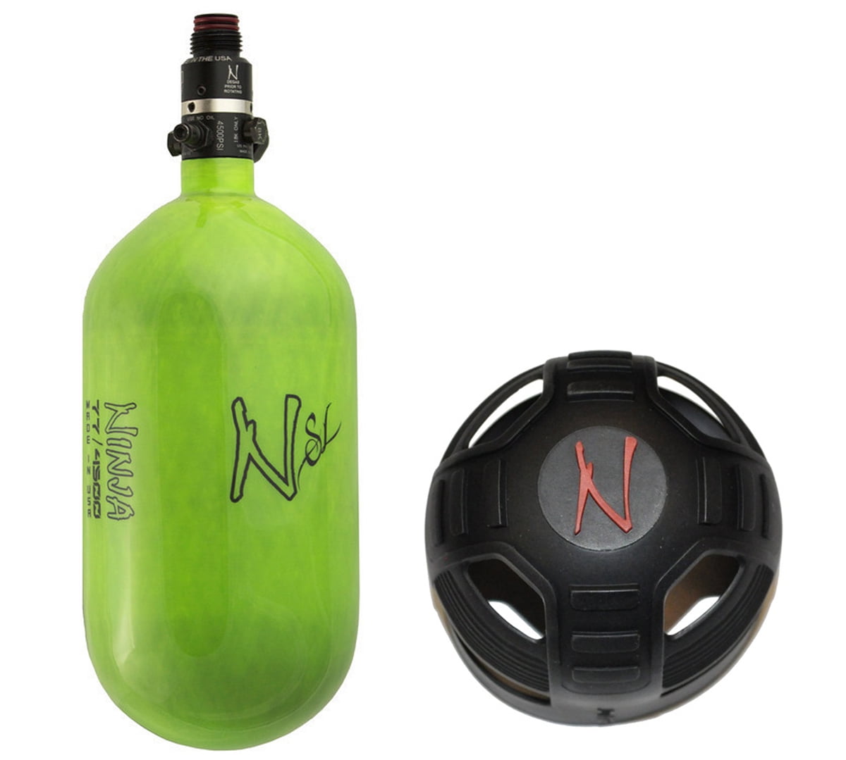 Ninja Paintball SL 68ci/4500psi Air Tank w/ Pro V2 SLP Reg Lime and