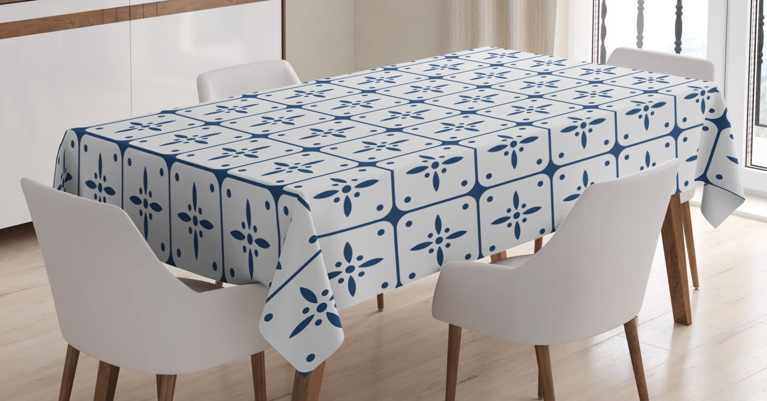 Dutch Tablecloth, Classical Holland Delft Pattern with Checkered