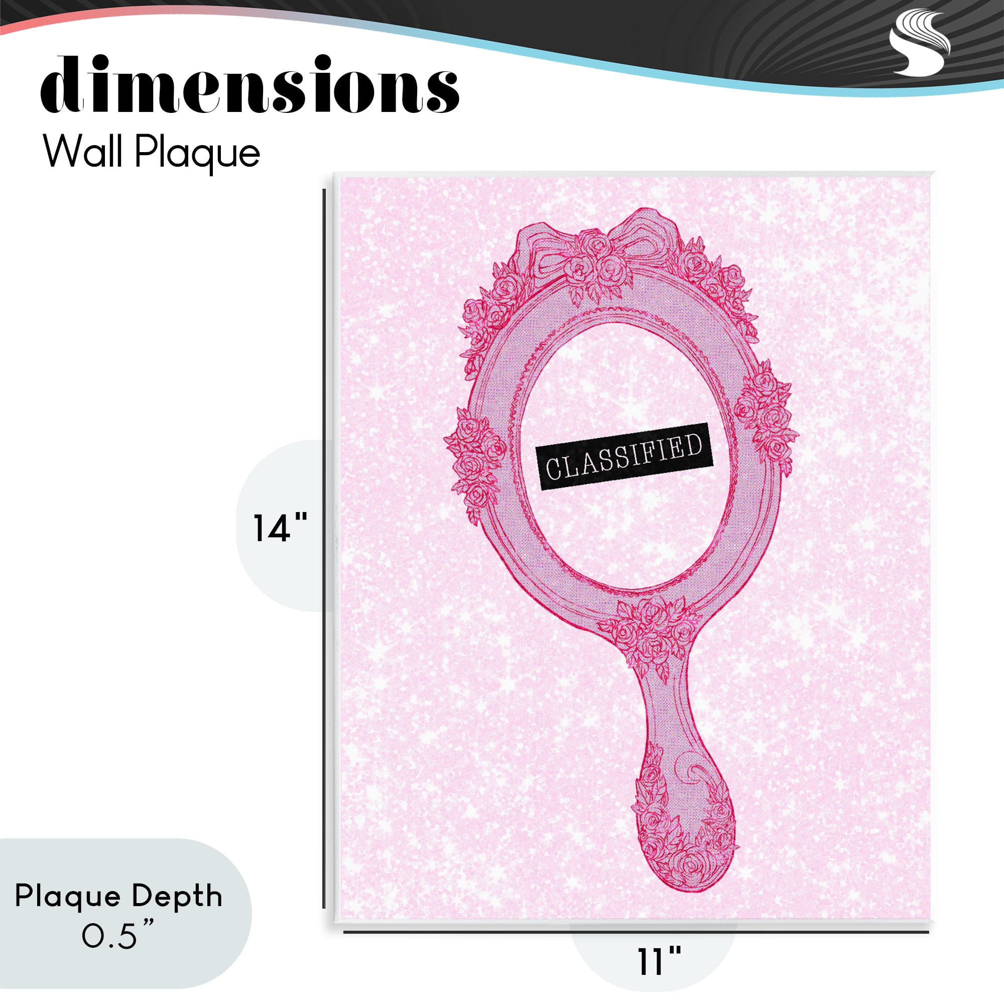 Stupell Industries Classified Ornate Pink Mirror Wall Plaque Art, design by Ziwei Li