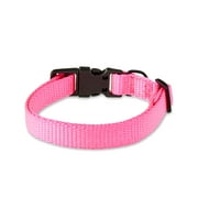 Vibrant Life Solid Polyester Adjustable Dog Collar, Pink, S