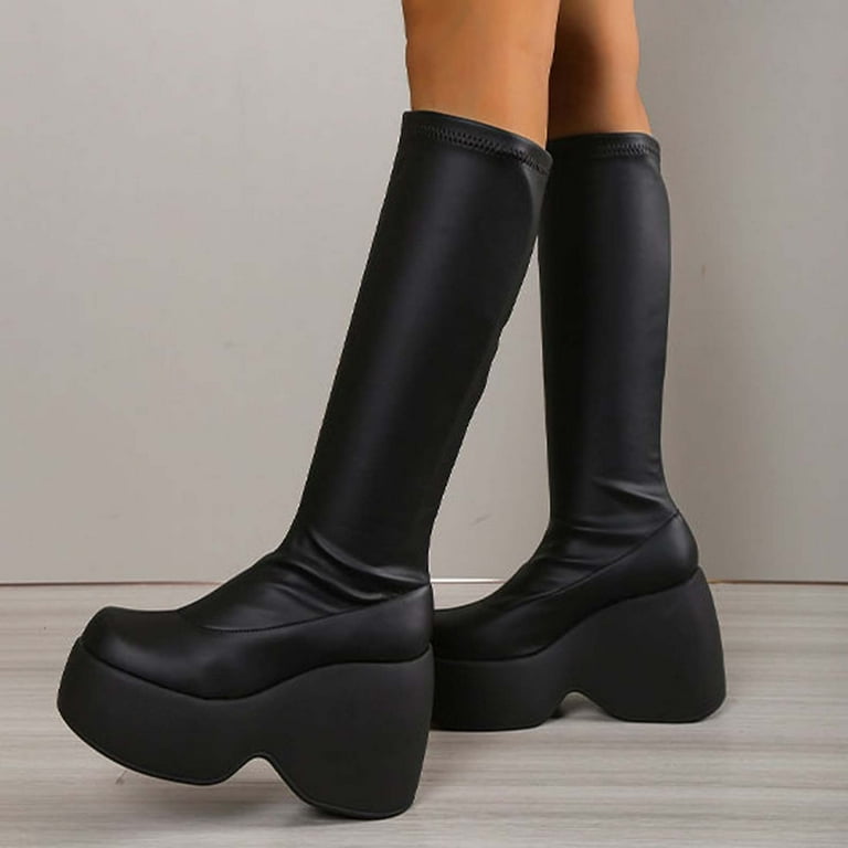 Leather Platform Platform Knee High Boots 70s TKYCMSUAKI Leather