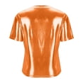 thumbnail image 5 of Miluxas Women's Short Sleeve T Shirts Metallic Shiny Top Casual Round Neck Party Disco Club Tees Orange XXL(XXL), 5 of 6