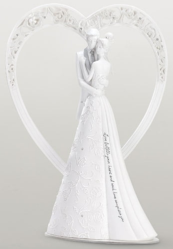 Heart Language of Love Bride and Groom White Wedding Cake Topper Figurine by for sale online 