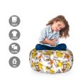 thumbnail image 2 of Sketch Storage Toy Bag Chair, Paint Splashes Flowers Bees and Honey Jars, Stuffed Animal Organizer Washable Bag, Small Size, White Mustard Ginger, by Ambesonne, 2 of 3