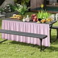 thumbnail image 5 of Multipurpose Rectangular Table Skirt, Teacher Desk Skirting Cover, Cabinet Hideaway Privacy Valance, 72×29 Inch Rod Pocket Decor Dust Curtain, Reusable Table Skirt for Workbench Office Decor, 5 of 7