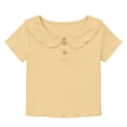thumbnail image 2 of KyCheLot Girls' Summer T-Shirts Button Round Lapel Neck Solid Color Short Sleeve Tops Trendy Comfortable T-Shirts, 2 of 7