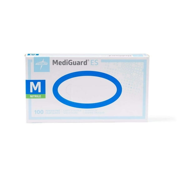 MediGuard ES Powder-Free Nitrile Exam Gloves, Size M, 100 Count