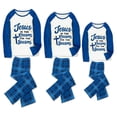 thumbnail image 2 of Ihaphap Jesus Is Reason For The Season Blue Family Christmas Matching Pajamas Set, 3-4T-Kid, 2 of 6