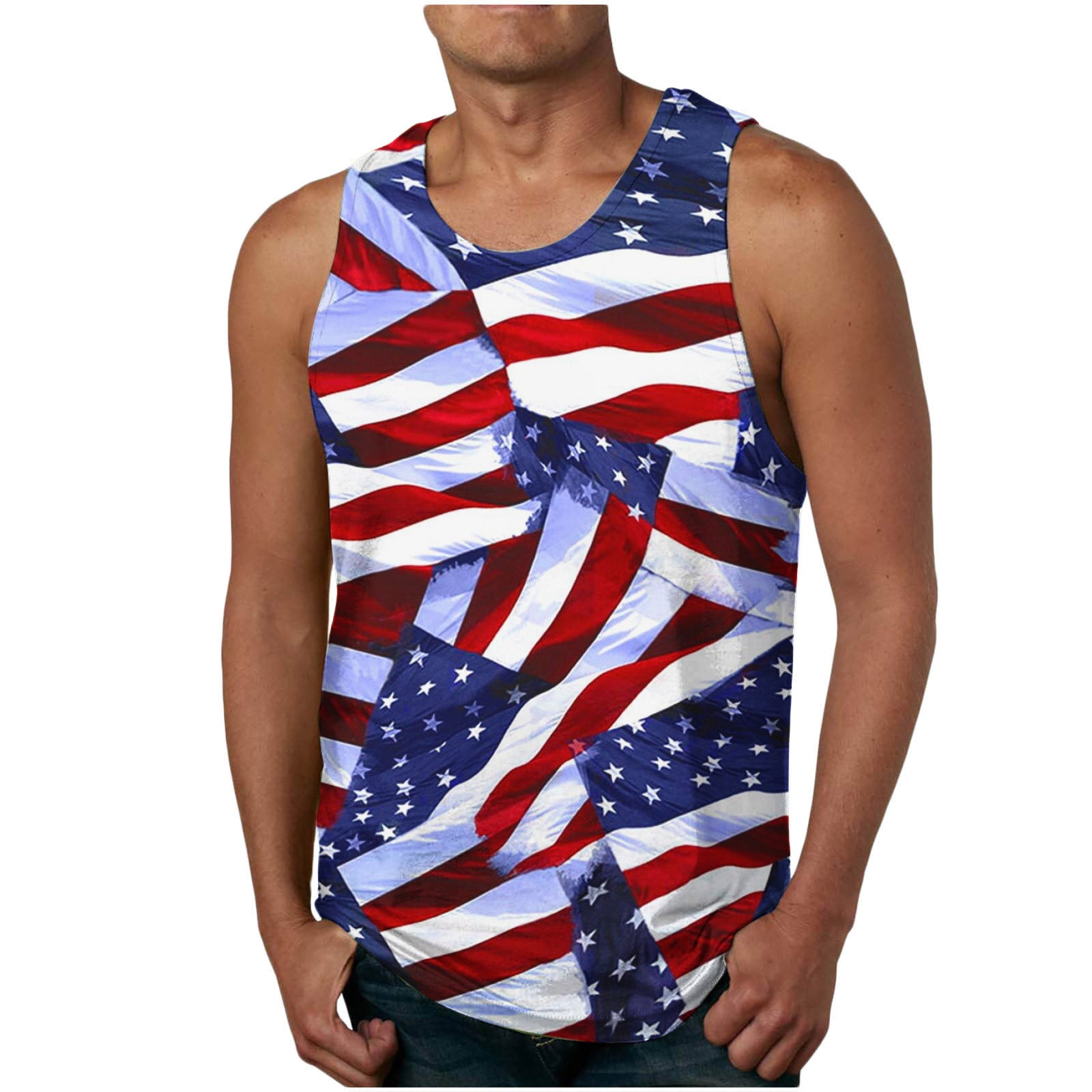 Mens Tank Top 4th of July Shirt Big and Tall American Flag Patriotic