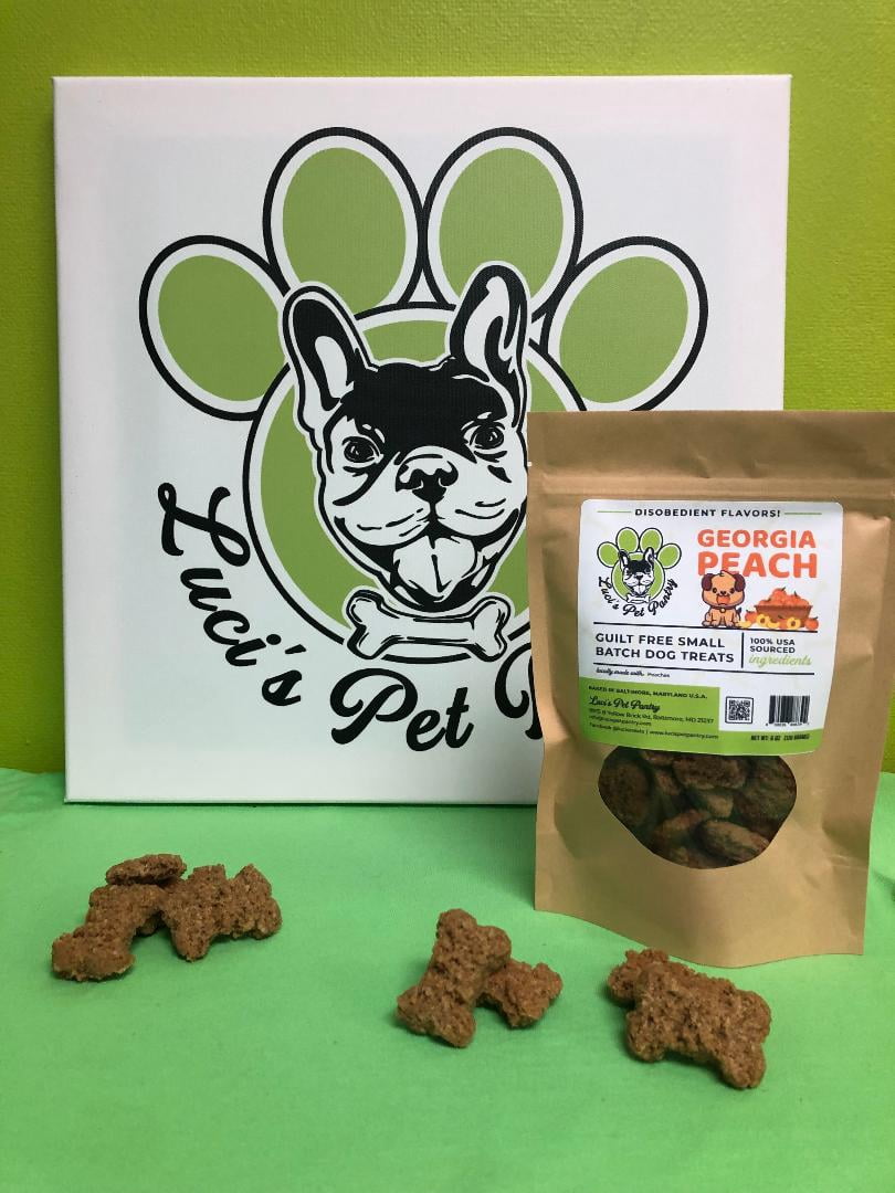 Georgia Peach "Peach Biscuits" Homemade Dog & Puppy Treats! Gift Box with 4 - 6 oz. Treat Bags