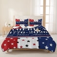 thumbnail image 3 of Queen Quilt Set 90''x96'', America Flag Lightweight Summer Bedspread Coverlet Set with 2 Pillow Shams, Red Blue White Star Independence Day Breathable All Season Quilt Bedding for Bedroom/Guest Room, 3 of 9