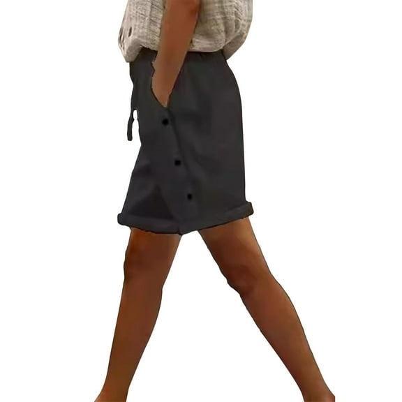 Flmaly shorts for women with Pockets Water Resistant Women's High Waist Shorts Loose Drawstring Capri Pants Wide Leg Summer Shorts for Women Walking Athletic Workout