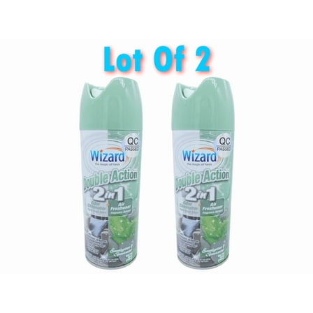 Wizard Double Action 2 in 1 Odor Neutralizer   Air Freshener, Eucalyptus & Spearmint (2 Pack)