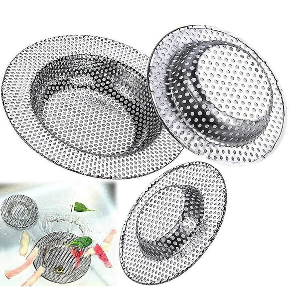 Ensemble de 3 Passoires de Drainage en Métal, Passoire Attrape-Cheveux, Passoire d'Évier pour Tamis Universel et Drain de Douche