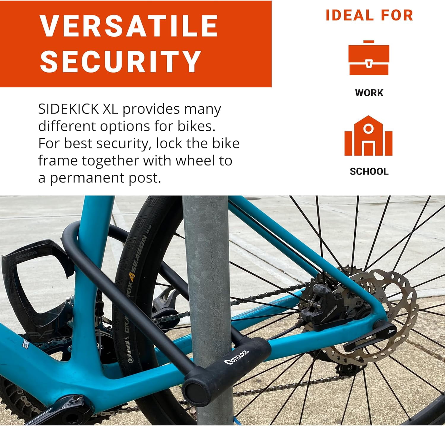 Compact U-Lock and Cable Bundle - Heavy Duty Anti Theft Bicycle U-Lock with Keys, Silicone-Coated, Bike Accessories, Orange