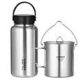 thumbnail image 1 of Bouteille d'Eau en Acier Inoxydable 1050 ml et Ensemble de Pots Suspendus Pliants 750 ml par LIXADA - Sans BPA, Inodore, Léger pour la Randonnée, le Camping, le Vélo, le Yoga, le Gym, le Bureau et les Sports de Plein Air - Bouteille 245 g et 213 g, 1 of 6