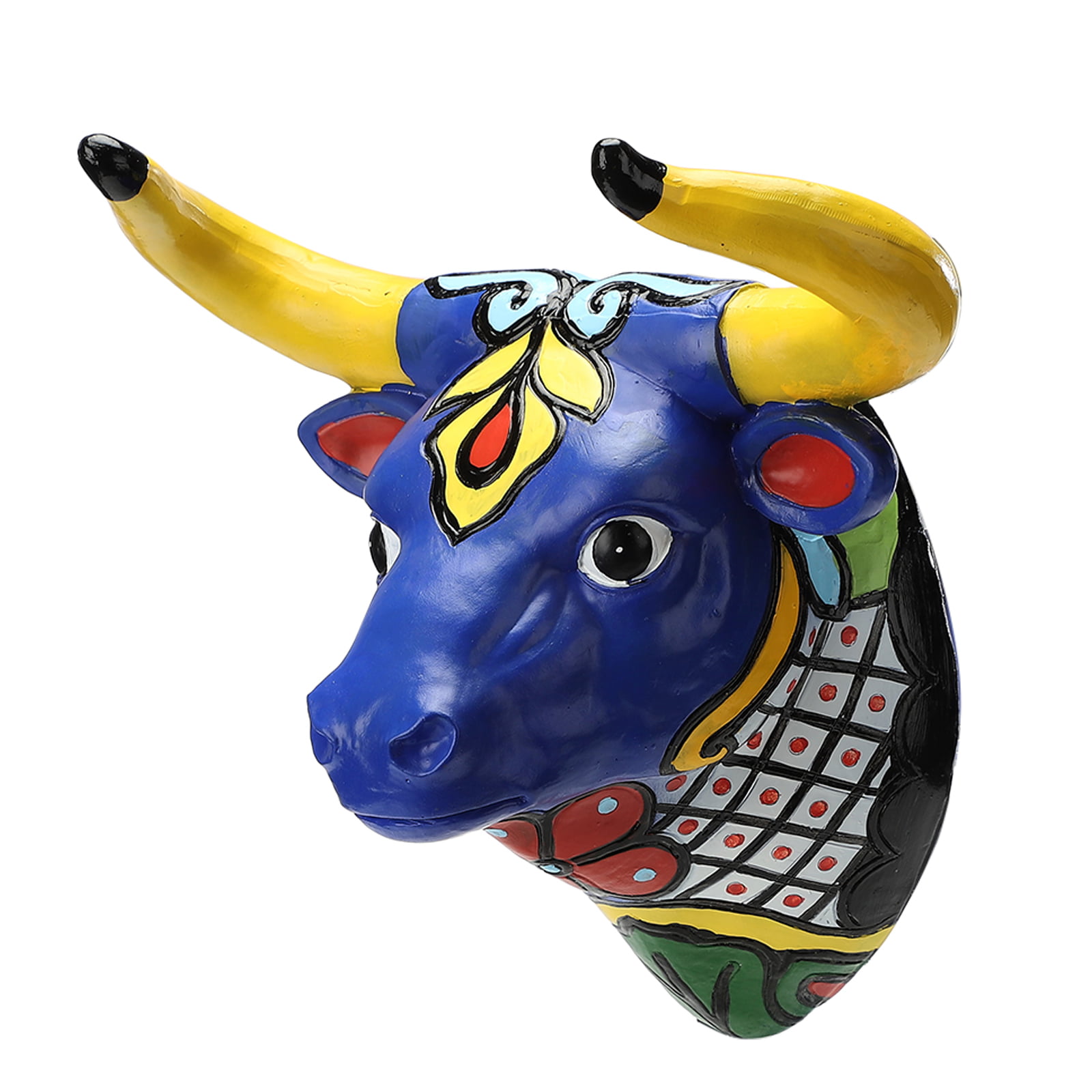 Cow Head Bull Vinatge Statue Wooden Wall Sculpture Figurine Art Home decor Rare 