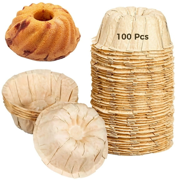 100 mini tube baking tray liners, 4-inch disposable paper cake liners, non-stick small cake liners, mini angel food cakes, suitable for making scones and pineapple pies