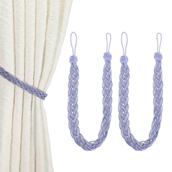 Uxcell 2 Pcs Curtain Tiebacks, 56cm/22 Braided Drapery Holdback Holder Curtain Ties Holdbacks Elegant Window Rope Tie Back, Light Purple