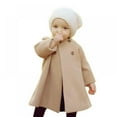 thumbnail image 3 of Popvcly Toddler Baby Girl Fall Winter Jacket Coat Long Sleeve Solid Color Buttons Warmly Coats Outfit Clothes 6 Months- 4 Years, 3 of 6