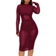 thumbnail image 1 of GFDYREE Robe en Maille pour Femmes Manches Longues Justaucorps 3 Pcs avec Cami Shorts, 1 of 3