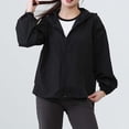 thumbnail image 4 of Edvintorg Lightweight Jacket Women Plus Size Fashion Long Sleeve Loose Casual Hooded Coat with Zipper Women Outerwear Woman Clothes Black L, 4 of 7