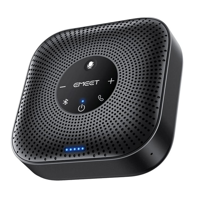 EMEET Haut-Parleur de Conférence M0 Plus, 4 Micros IA Prise Vocale à 360°, Réduction du Bruit, Haut-Parleur USB‐C, Haut-Parleur de Conférence Bluetooth