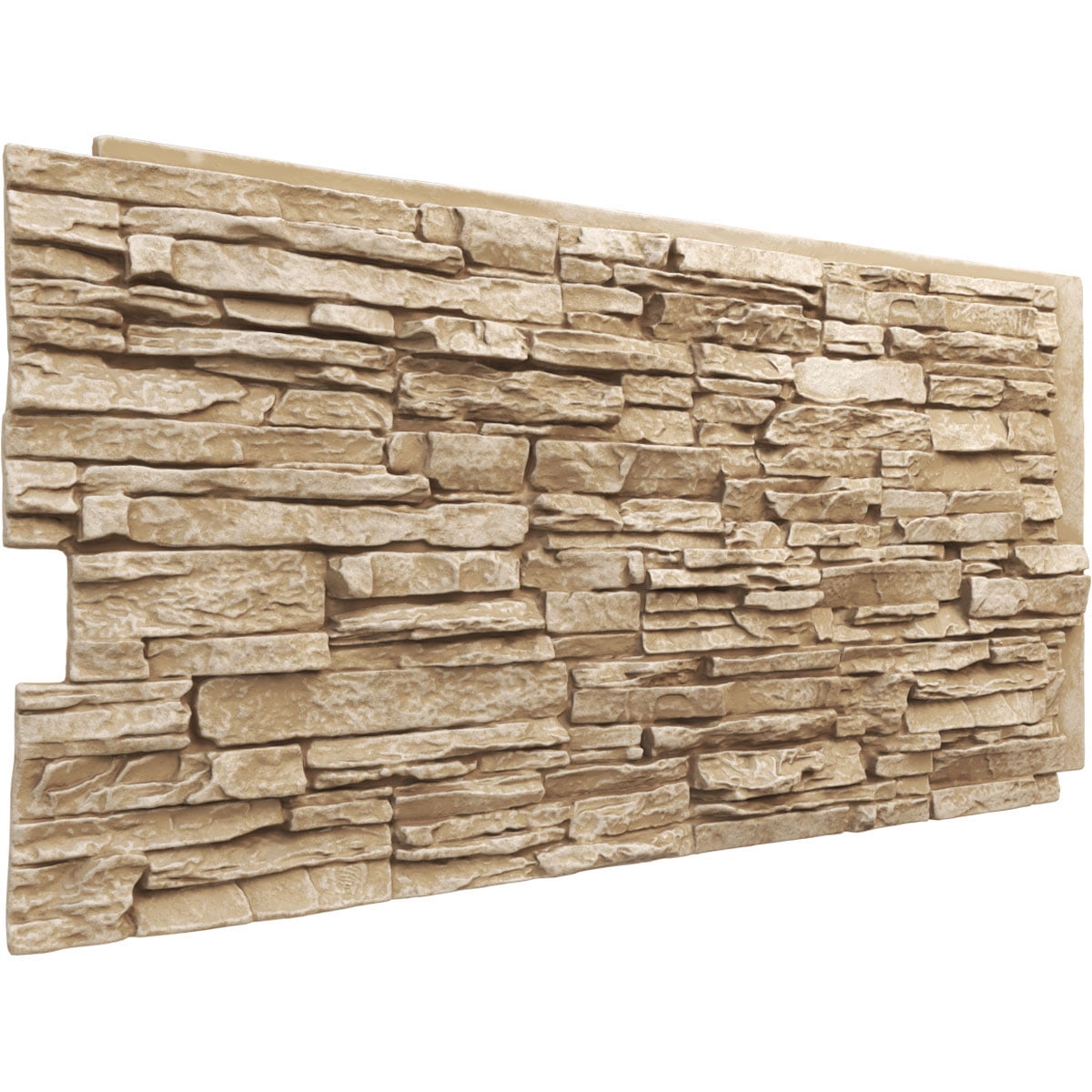 Ekena Millwork 45.75"W x 24.50"H x 1.25"D Canyon Ridge Stacked Stone, StoneWall Faux Stone Siding Panel, Sandstone