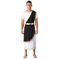 thumbnail image 2 of TiaoBug Men's Ancient Greek Cosplay Fancy Dress Costume Short Sleeve Toga Halloween Roman Robe Black XXL, 2 of 5