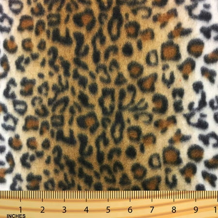 New Yard SHASON TEXTILE (2 Yards cut) POLAR FLEECE FABRIC 100% POLYESTER ANTI-PILL, New Large Cheetah Skin, Available in Multiple Colors ()