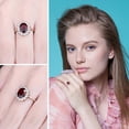 thumbnail image 4 of Jewelrypalace Princess Diana Kate Middleton Gemstone Birthstone Genuine Red Garnet Halo Statement Engagement Rings for Women, 14K Rose Gold Plated 925 Sterling Silver Size 7, 4 of 7