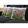 thumbnail image 2 of Ambesonne Vintage Throw Pillow Cover 4 Pack, Fun Circus Scene Clowns, 20", Multicolor, 2 of 6