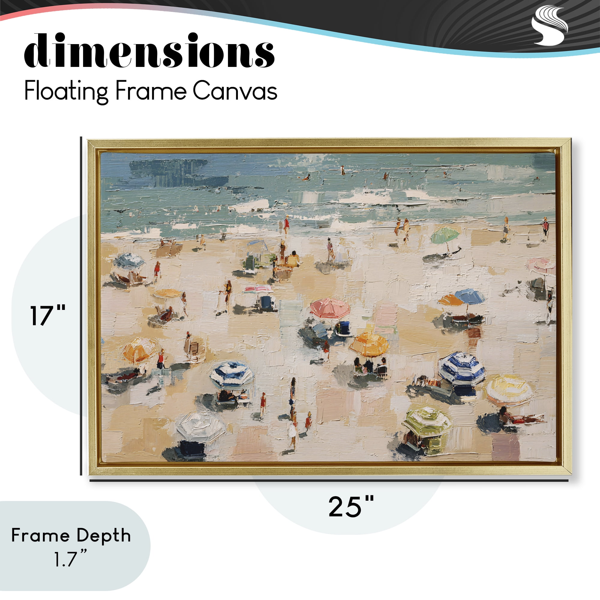 Stupell Industries Summer Beachgoers Expression Gold Framed Floater Canvas Wall Art, design by Jacky Ngan