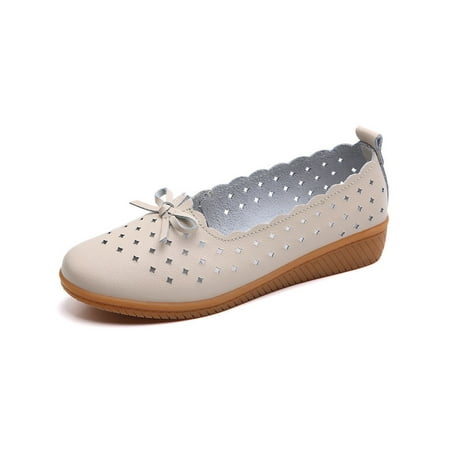

Gomelly Womens Flats Non-slip Loafers Comfort Casual Shoes Lightweight Walking Shoe Women Ladies Beige Hollow Out 7.5