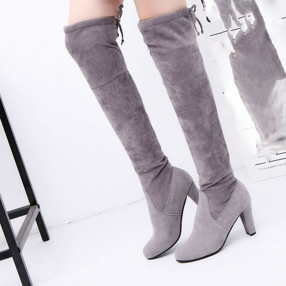 LSLJS Winter Warm Women's Rivets Zipper Hoof Heels Riding Horse Sexy Mid Calf, Women's Knee-High Boots, Womens Boots