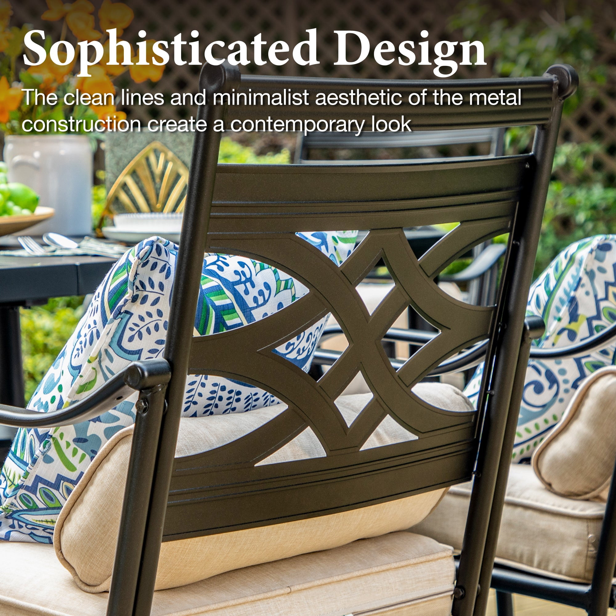 5 Pieces Outdoor Patio Dining Set with 4 Pieces Aluminum Swivel Chairs with Seat Cushions & Back Cushions and 1 Piece Table, Black & Beige