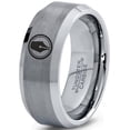 thumbnail image 1 of Tungsten Writing Writer Ink Fountain Pen Band Ring 8mm Men Women Comfort Fit Gray Bevel Edge Brushed Polished, 1 of 4