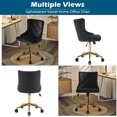 thumbnail image 3 of HYJY Black Velvet Armless Home Office Desk Chair with Gold Base/Wheels, Small Cute Vanity/Makeup Chair with Back for Bedroom, Upholstered Adjustable Rolling Swivel Nail Chair for Women/Girls, 3 of 19