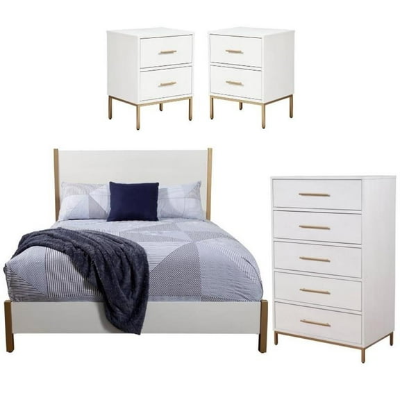Home Square 4 Piece Set with Nightstand Chest Dresser & Standard King Panel Bed