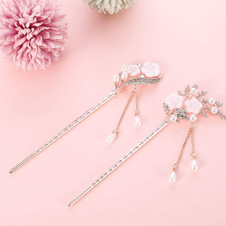Japanese And Chinese Style Enamel Japanese Hair Pins With Flower Sticks,  Pearl Tassel, And Shopsticks Perfect Hanfu Accessories From Weaverazelle,  $5.8