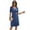 Peacock  Blue, variant on Women's Pleated V Neck Short Sleeve Tee Dress 95% Rayon 5% Spandex Comfortable Knee Length Casual Everyday Soft Feel