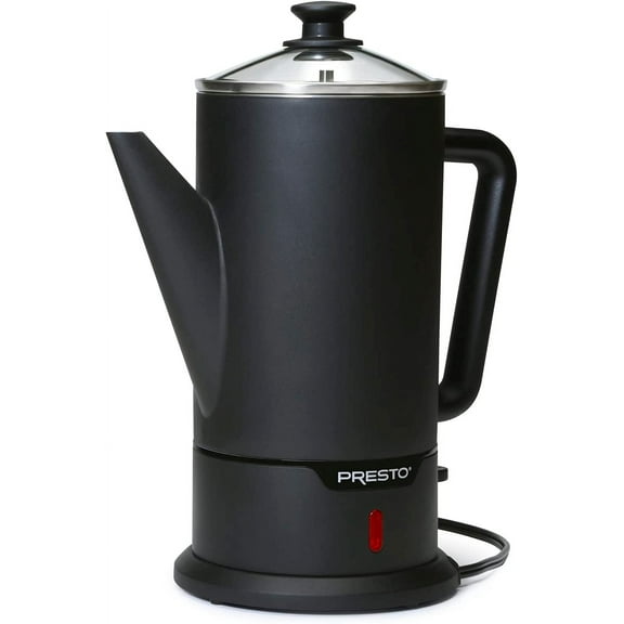 02815 12-Cup Cordless Coffee Percolator - Stainless Steel, Modern Design, Easy Pour Spout, Stay-Cool Handle, Matte-Black