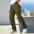 thumbnail image 3 of JTieacloth Men's Cargo Pants Workout Outdoor Loose Straight Leg Pocket Casual Comfortable Durable Stretchable Utility Style Casual Cargo Pants Yellow, 3 of 7